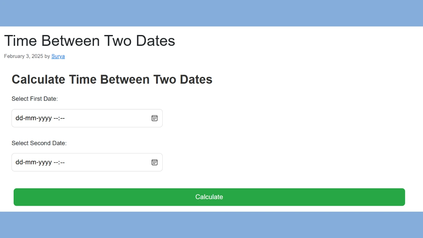 Calculate Time Between Two Dates